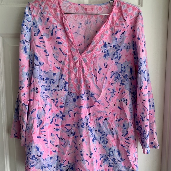 Lilly Pulitzer Tops - Lilly Pulitzer Silk Tunic XS Pink Renato Amelia